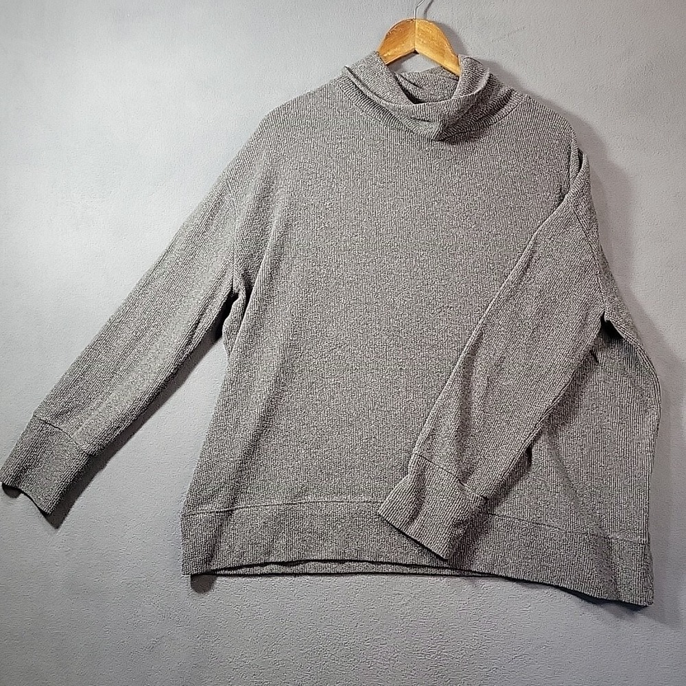 WASABI‎ + MINT Cowl Neck Sweater Women's Sz L Large Oversized Gray Made in USA